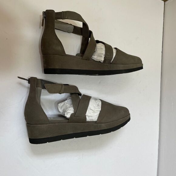NEW WITHOUT TAGS EILEEN FISHER BOVERY X-BAND SHOES IN GRAY LEATHER - Picture 4 of 7